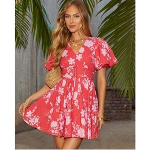 VICI Rosie Puff Sleeve Printed
Mini Dress